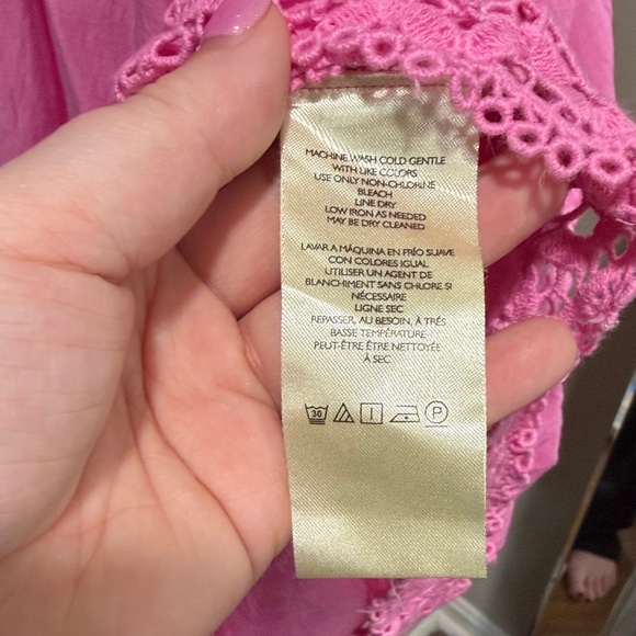 Free People Shea Yoke Dress with Slip and Spare Button Size M Pink - Picture 3 of 8